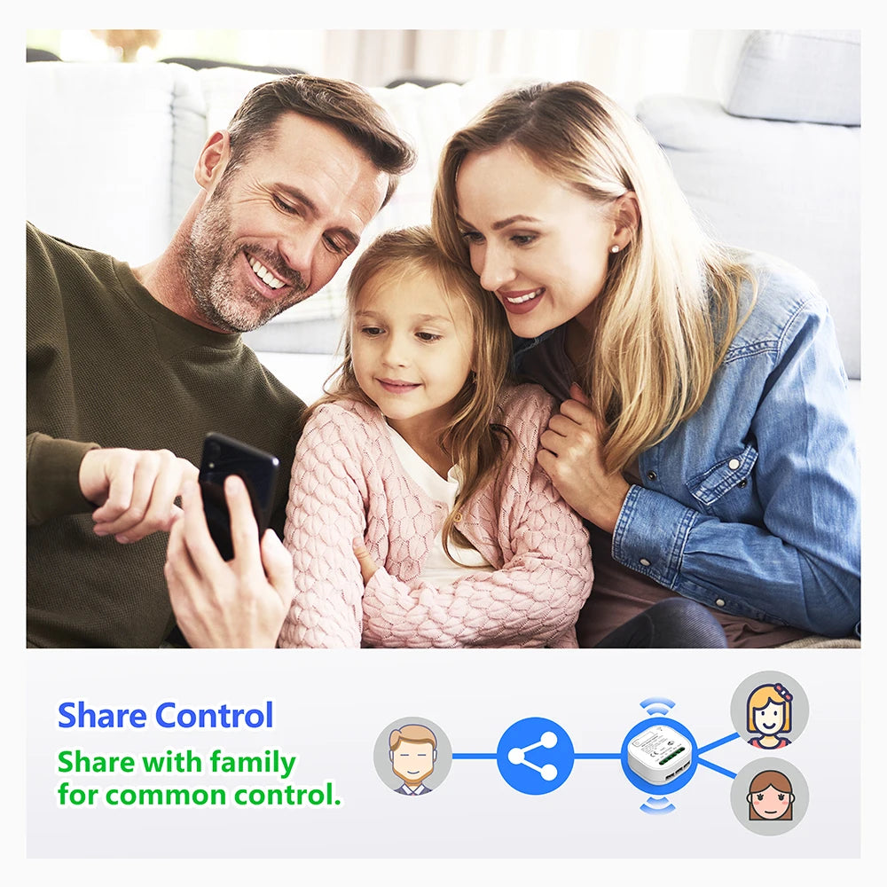Tuya Smart life WiFi and 433MHz Light Switch,Wall Panel Switch No Need Battery,110V 220V 16A Mini Module, for Alexa Google Home
