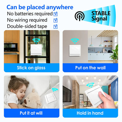 Tuya Smart life WiFi and 433MHz Light Switch,Wall Panel Switch No Need Battery,110V 220V 16A Mini Module, for Alexa Google Home