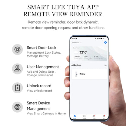 New Smart Door Lock With Bluetooth-compatible Tuya APP Digital Electronic Lock Smart Home Wooden Door Lock Biometric Fingerprint