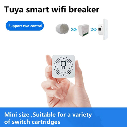 16A Tuya WiFi Smart Switch 2-way Control Mini Smart Breaker  Timer Relay Work With Smart Life Alexa Google Home Alice