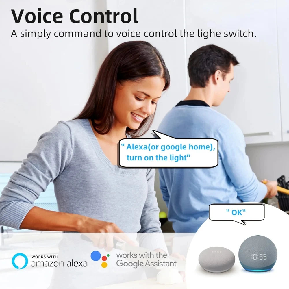 16A Tuya WiFi Smart Switch 2-way Control Mini Smart Breaker  Timer Relay Work With Smart Life Alexa Google Home Alice