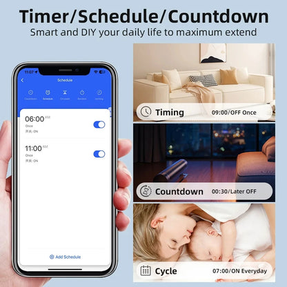 16A Tuya WiFi Smart Switch 2-way Control Mini Smart Breaker  Timer Relay Work With Smart Life Alexa Google Home Alice