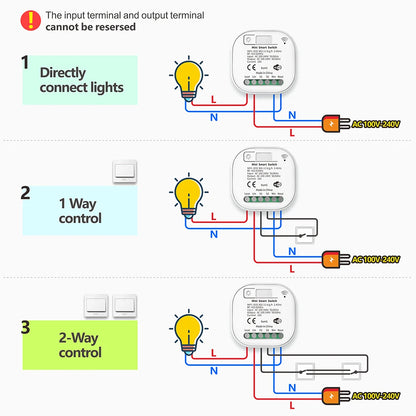 Tuya Smart life WiFi and 433MHz Light Switch,Wall Panel Switch No Need Battery,110V 220V 16A Mini Module, for Alexa Google Home