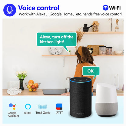 Tuya Smart life WiFi and 433MHz Light Switch,Wall Panel Switch No Need Battery,110V 220V 16A Mini Module, for Alexa Google Home