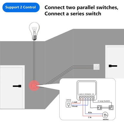 16A Tuya WiFi Smart Switch 2-way Control Mini Smart Breaker  Timer Relay Work With Smart Life Alexa Google Home Alice